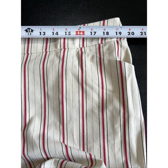 Chico's Pants Size XL Cream Red Stripe 24" Crop Stretch Cotton Zip Career Work - Picture 7 of 10